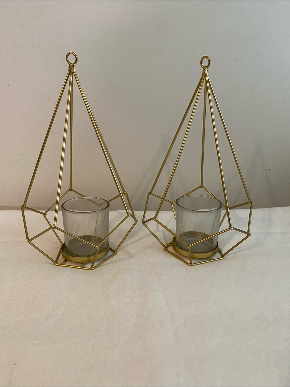 Gold Geometric Candle Holders - Set of 2